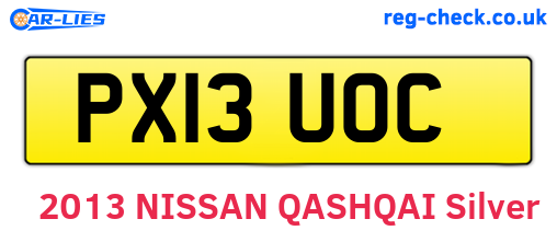 PX13UOC are the vehicle registration plates.