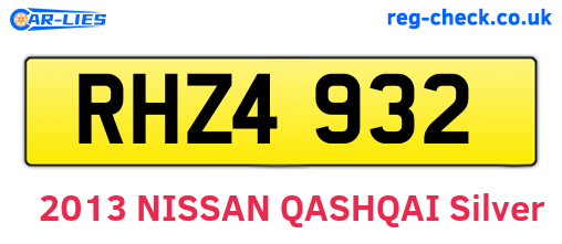 RHZ4932 are the vehicle registration plates.