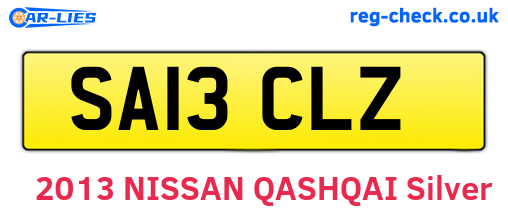 SA13CLZ are the vehicle registration plates.