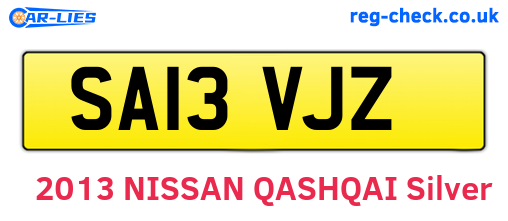 SA13VJZ are the vehicle registration plates.