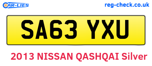 SA63YXU are the vehicle registration plates.
