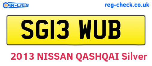 SG13WUB are the vehicle registration plates.
