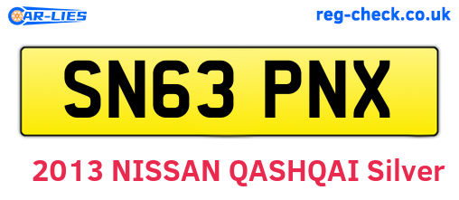 SN63PNX are the vehicle registration plates.
