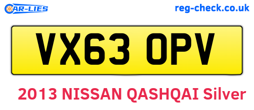 VX63OPV are the vehicle registration plates.