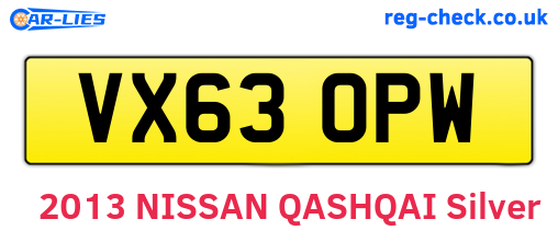 VX63OPW are the vehicle registration plates.