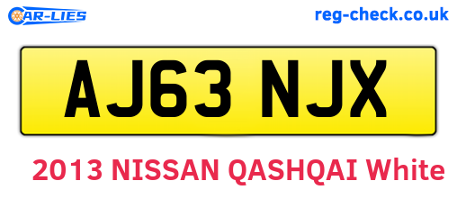 AJ63NJX are the vehicle registration plates.