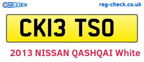 CK13TSO are the vehicle registration plates.