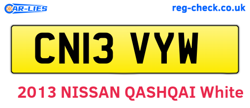 CN13VYW are the vehicle registration plates.