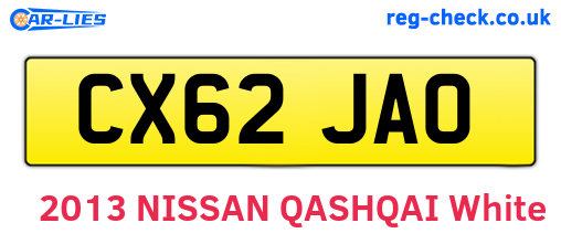 CX62JAO are the vehicle registration plates.