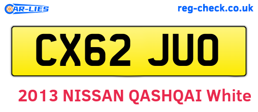 CX62JUO are the vehicle registration plates.