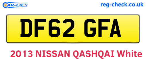 DF62GFA are the vehicle registration plates.