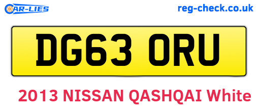 DG63ORU are the vehicle registration plates.