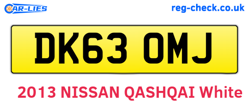 DK63OMJ are the vehicle registration plates.