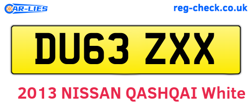 DU63ZXX are the vehicle registration plates.