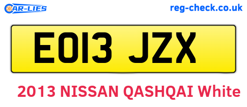 EO13JZX are the vehicle registration plates.