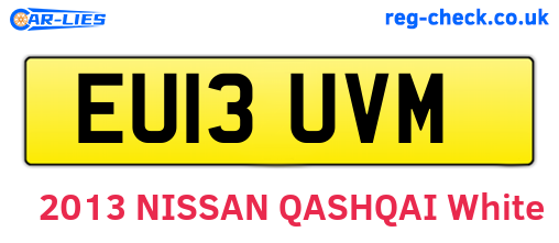 EU13UVM are the vehicle registration plates.