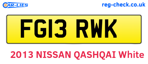 FG13RWK are the vehicle registration plates.