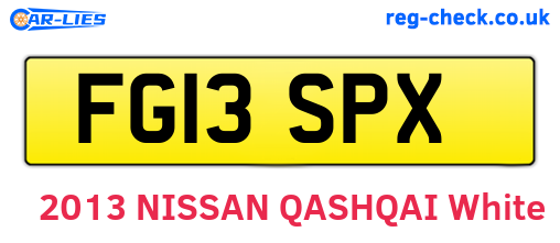 FG13SPX are the vehicle registration plates.