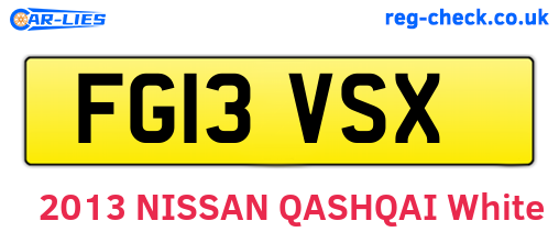 FG13VSX are the vehicle registration plates.