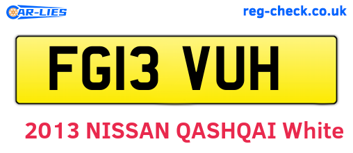 FG13VUH are the vehicle registration plates.