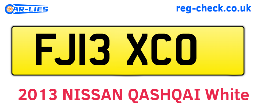 FJ13XCO are the vehicle registration plates.