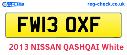 FW13OXF are the vehicle registration plates.