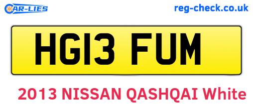 HG13FUM are the vehicle registration plates.