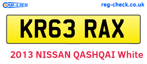 KR63RAX are the vehicle registration plates.