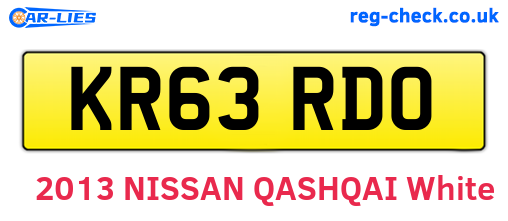 KR63RDO are the vehicle registration plates.