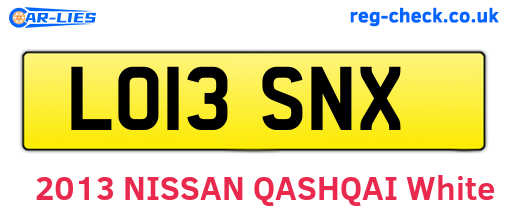 LO13SNX are the vehicle registration plates.