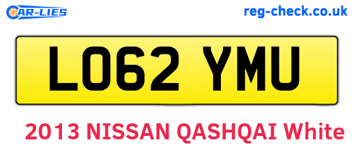 LO62YMU are the vehicle registration plates.