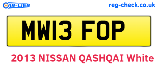 MW13FOP are the vehicle registration plates.