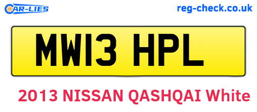 MW13HPL are the vehicle registration plates.