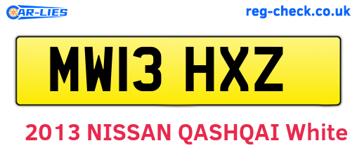 MW13HXZ are the vehicle registration plates.