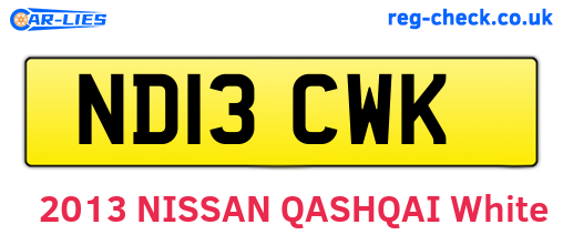 ND13CWK are the vehicle registration plates.