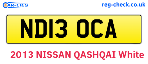 ND13OCA are the vehicle registration plates.