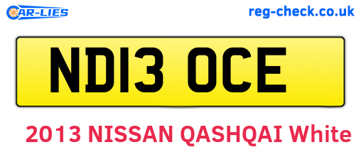 ND13OCE are the vehicle registration plates.
