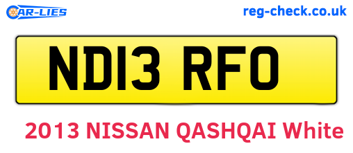 ND13RFO are the vehicle registration plates.