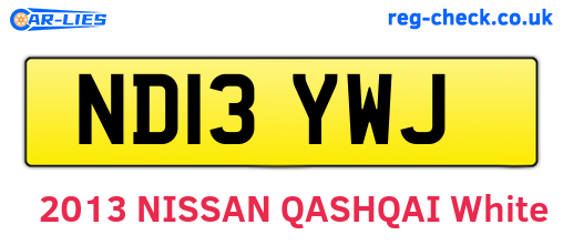 ND13YWJ are the vehicle registration plates.