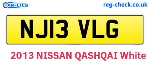 NJ13VLG are the vehicle registration plates.