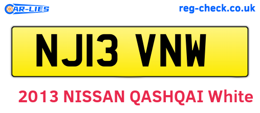 NJ13VNW are the vehicle registration plates.