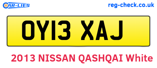 OY13XAJ are the vehicle registration plates.