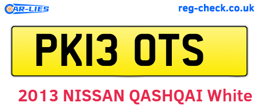 PK13OTS are the vehicle registration plates.