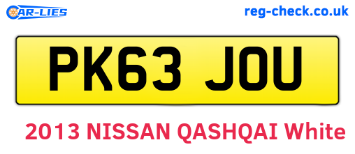 PK63JOU are the vehicle registration plates.
