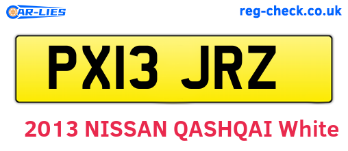 PX13JRZ are the vehicle registration plates.