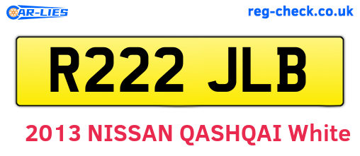 R222JLB are the vehicle registration plates.