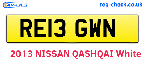 RE13GWN are the vehicle registration plates.