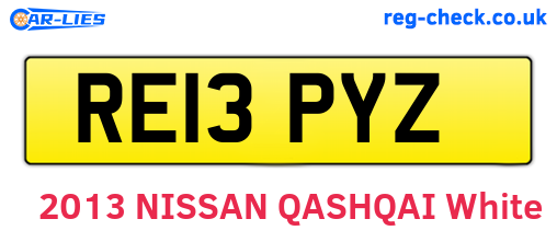 RE13PYZ are the vehicle registration plates.