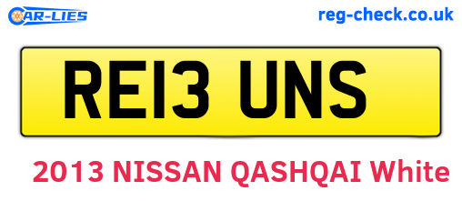 RE13UNS are the vehicle registration plates.
