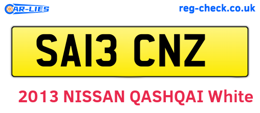 SA13CNZ are the vehicle registration plates.